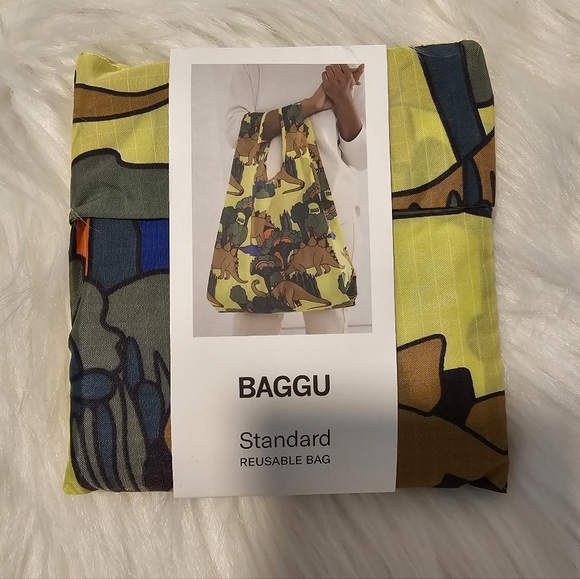 NWT BAGGU Standard Printed Reusable Tote Dinosaur (Animal Friends) - Picture 3 of 3